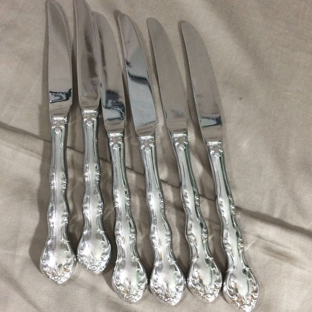 Vintage Pfaltzgraff Flatware Vintage Pattern Rose Dinner Knives Set Of 6 9"